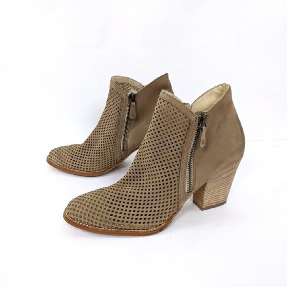 Paul Green UK 7/US 9.5 Bonzai Nubuck Perforated Leather Ankle Boot In Beige